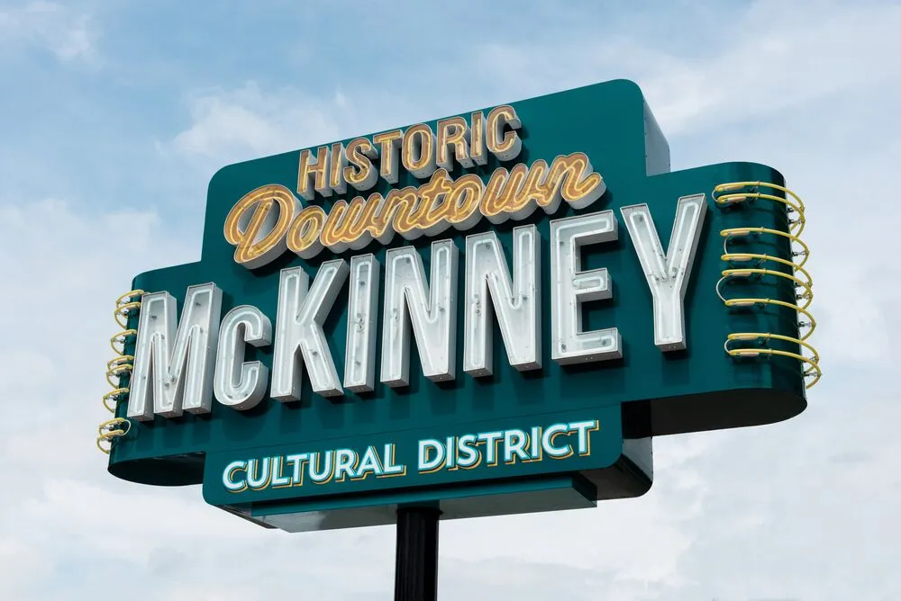 Historic downtown McKinney Cultural District sign